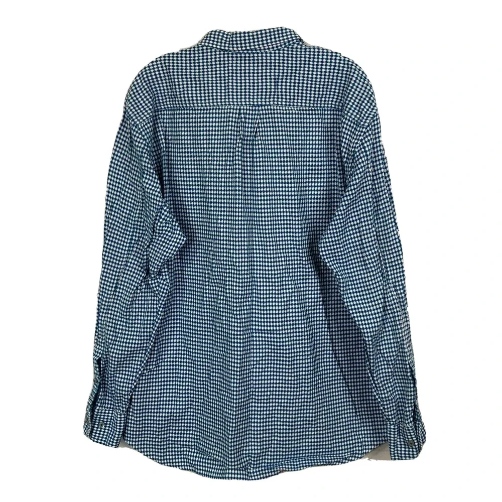 Tommy Bahama Shirt Mens Sz‎ XL Blue White Woven Cotton Button Up Pocket